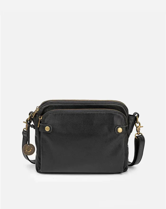 Leather Crossbody Shoulder Bag - PremierSatchel-Black-State of Style