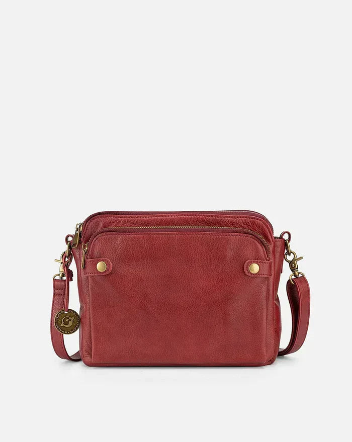 Leather Crossbody Shoulder Bag - PremierSatchel-Red-State of Style