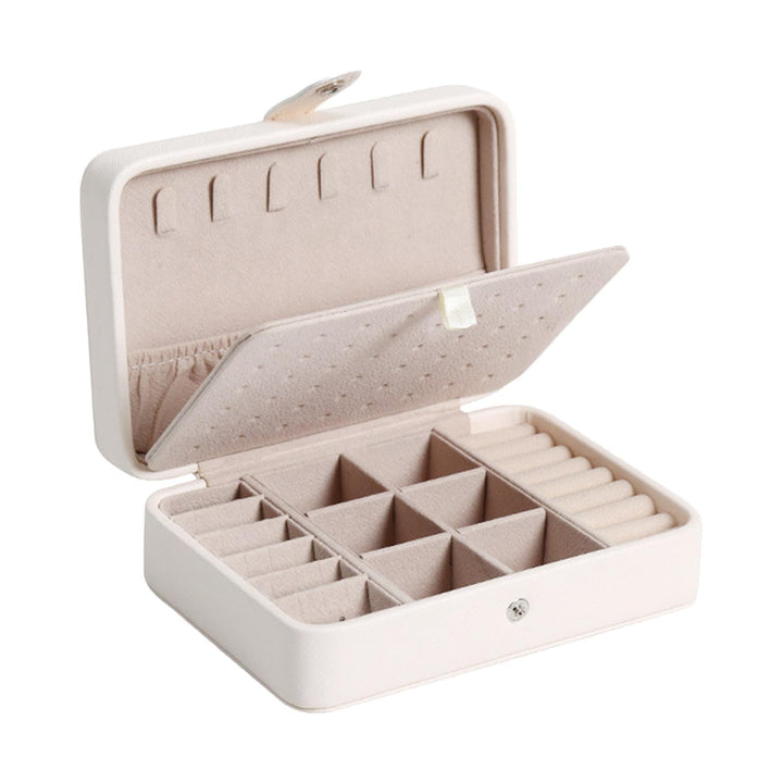 Leather Flip-Top Jewellery Box | Elegant Storage Solution-WHITE-State of Style