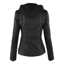 Leather Hooded Jacket for Women - Emma-Black-S-State of Style