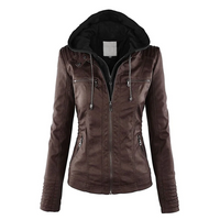 Leather Hooded Jacket for Women - Emma-Dark Brown-S-State of Style