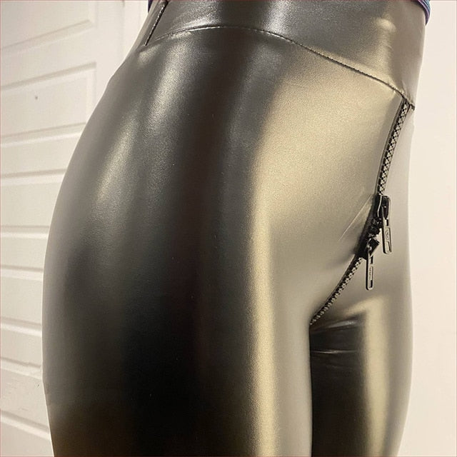 Leather Ladies' Trousers with Zip at the Back - Lena-Black-XS-State of Style