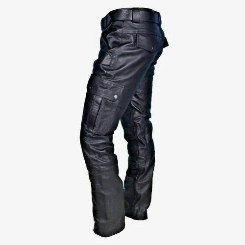 Leather Men's Motorcycle Trousers - Diego-Black-S-State of Style