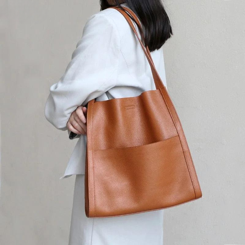 Leather Shoulder Bag - Aria-Brown-State of Style