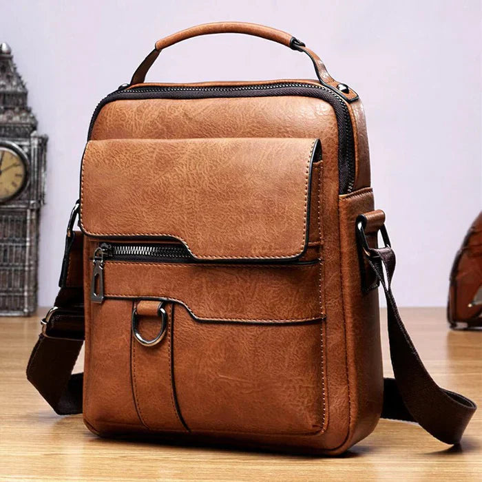 Leather Shoulder Bag - EleganceLuxe-Light Brown-State of Style