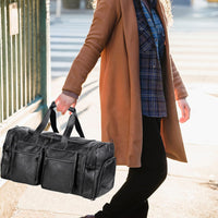 Large Leather Weekender Travel Bag with Shoe Pouch – Waterproof & Durable