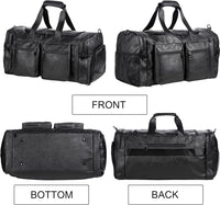 Large Leather Weekender Travel Bag with Shoe Pouch – Waterproof & Durable