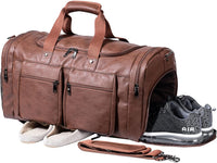 Large Leather Weekender Travel Bag with Shoe Pouch – Waterproof & Durable