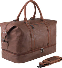 Large Leather Weekender Travel Bag with Shoe Pouch – Waterproof & Durable