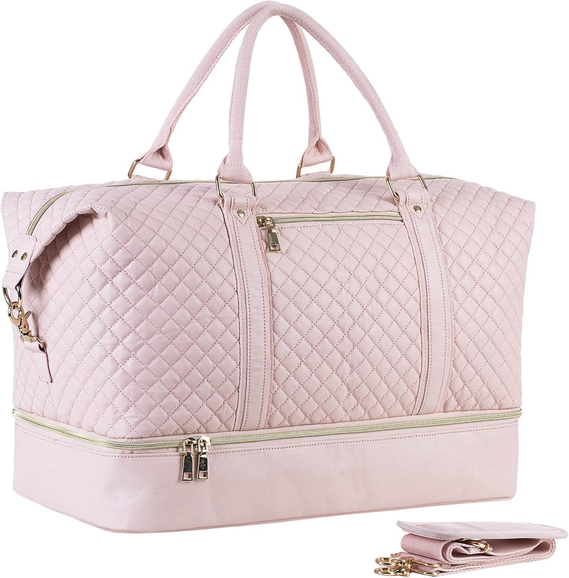 Large Leather Weekender Travel Bag with Shoe Pouch – Waterproof & Durable