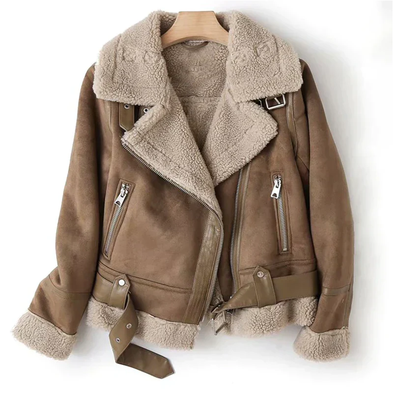 Leather Women's Jacket with Sherpa Lining - Naomi-Brown-XS-State of Style