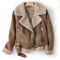 Leather Women's Jacket with Sherpa Lining - Naomi-Brown-XS-State of Style