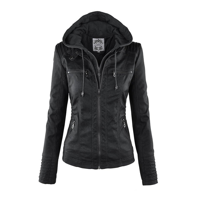 Leather Women's Summer Jacket - Amara-Black-S-State of Style