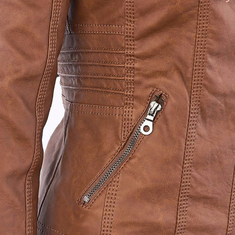 Leather Women's Summer Jacket - Amara-Khaki-S-State of Style