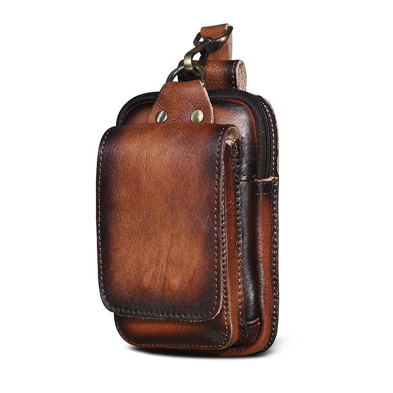 LeatherGuard Pro Men's Leather Waist Bag-Brown-State of Style