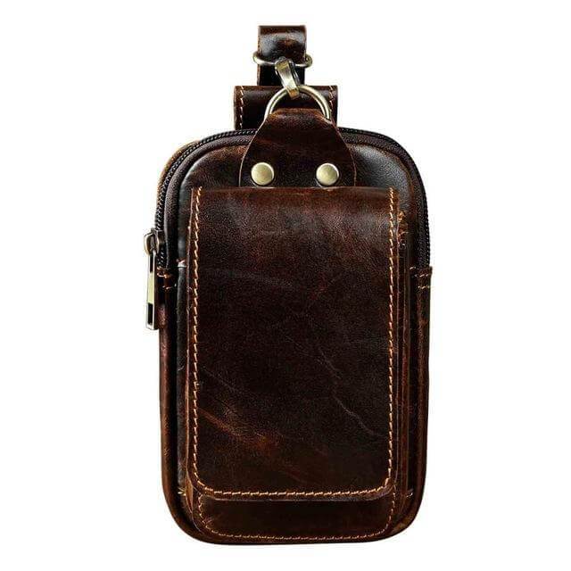 LeatherGuard Pro Men's Leather Waist Bag-Dark Brown-State of Style