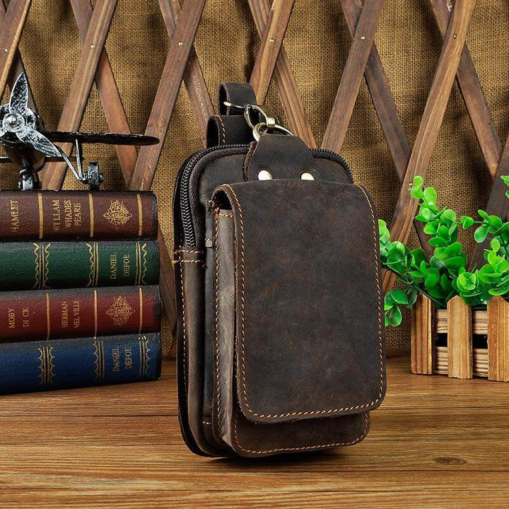 LeatherGuard Pro Men's Leather Waist Bag-Dark Brown-State of Style
