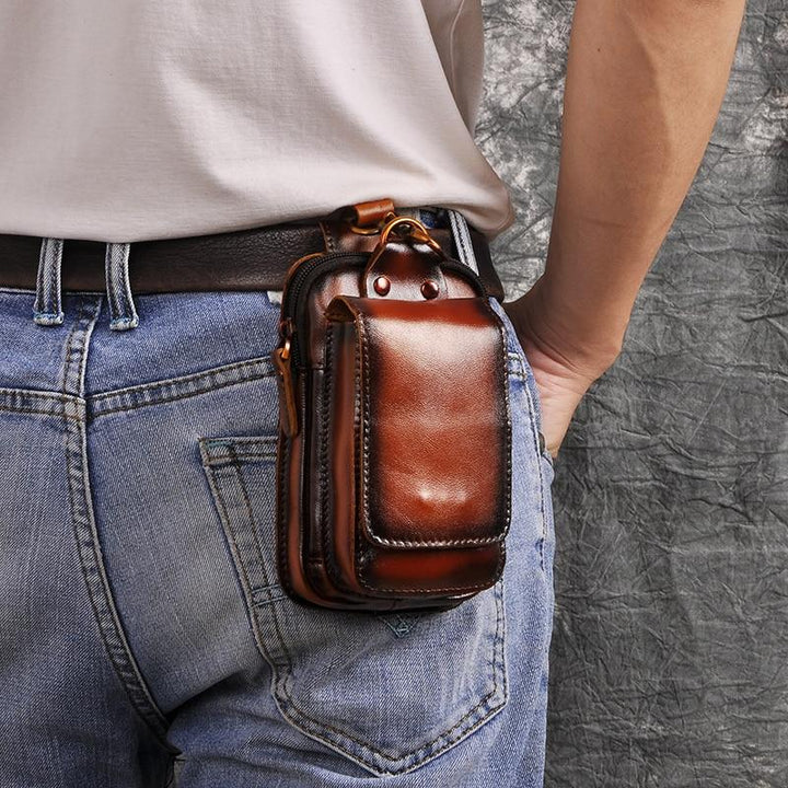 LeatherGuard Pro Men's Leather Waist Bag-Dark Brown-State of Style