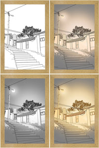 LED Lighting Painting – Luminza-Steps under street lighting-23x17cm-State of Style