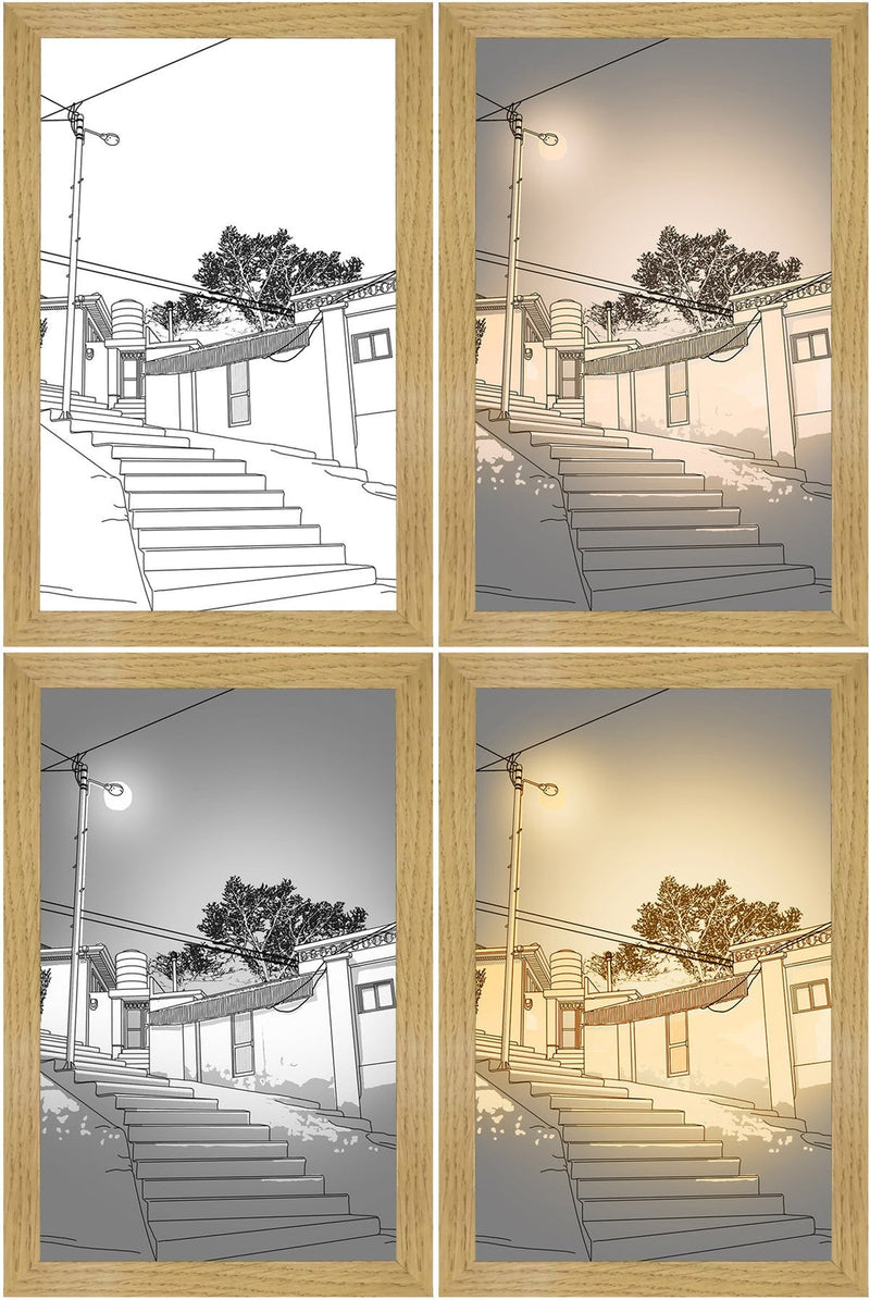 LED Lighting Painting – Luminza-Steps under street lighting-23x17cm-State of Style