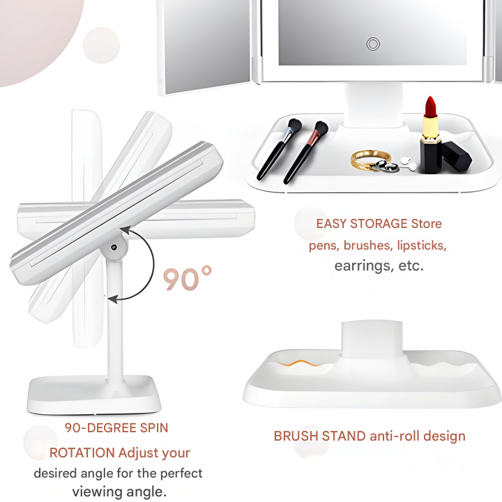 LED Make-up Mirror with Triple Lighting - Clara-White-State of Style