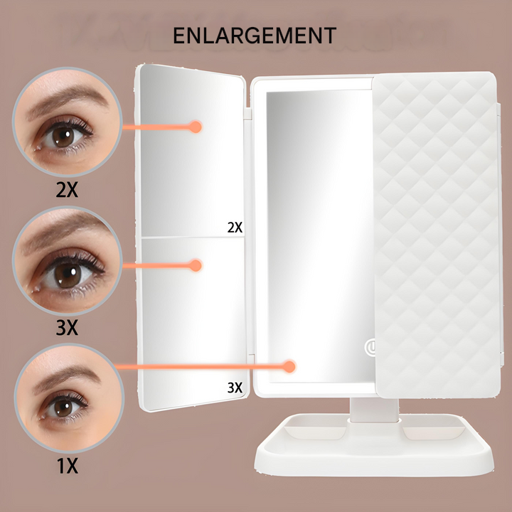 LED Make-up Mirror with Triple Lighting - Clara-White-State of Style