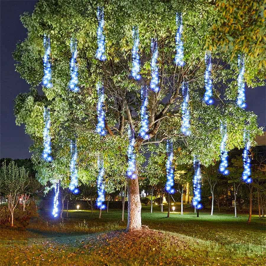 LED Meteor Shower Outdoor Lighting – Lumi-White-1 Chain 1 Adapter-State of Style