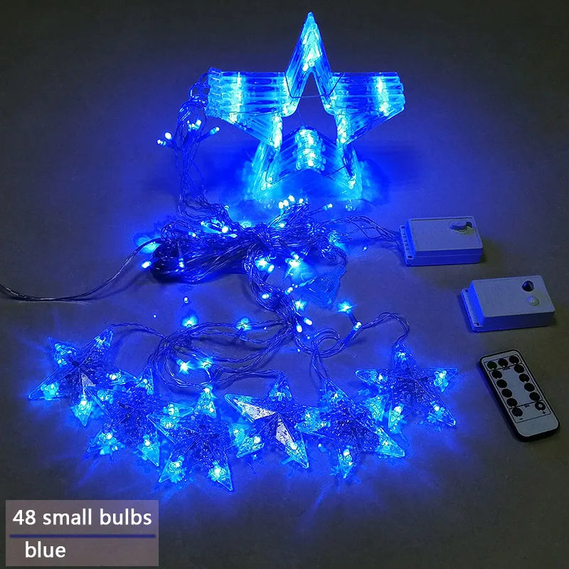 LED Star Garland - StarryGlow-Button Control-Blue-State of Style
