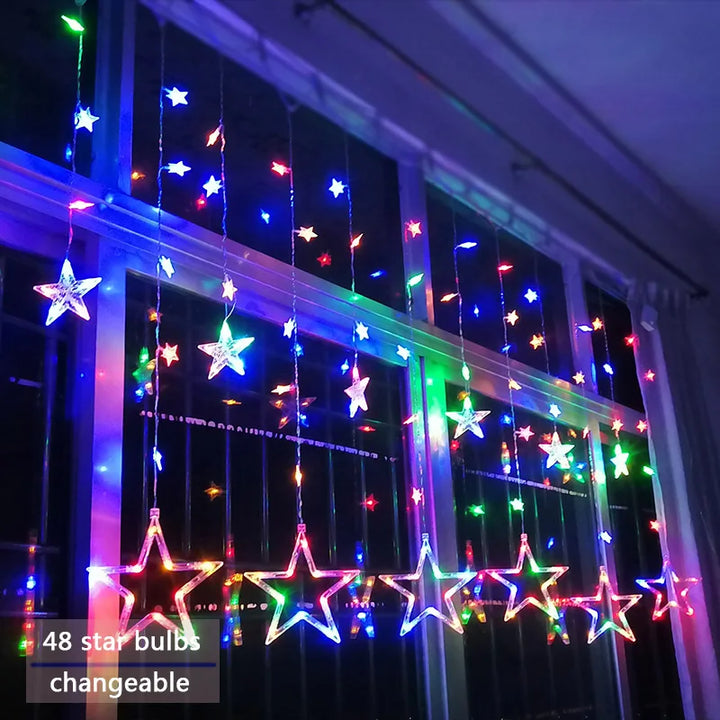 LED Star Garland - StarryGlow-Button Control-Multicolour-State of Style