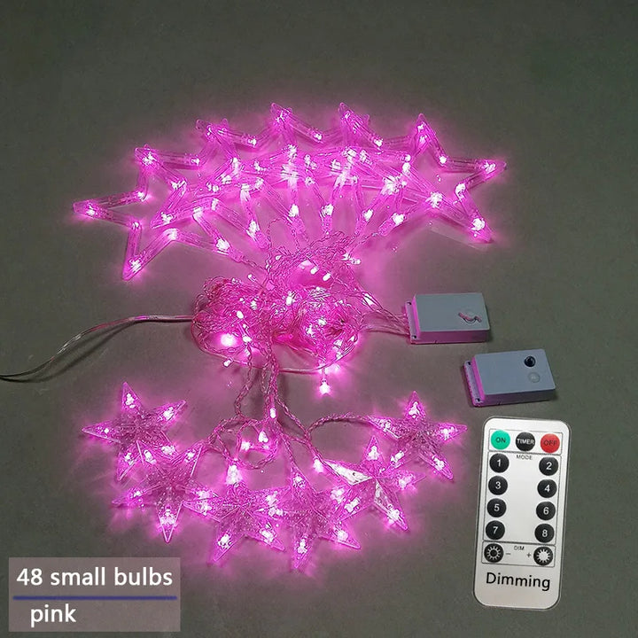 LED Star Garland - StarryGlow-Button Control-Pink-State of Style