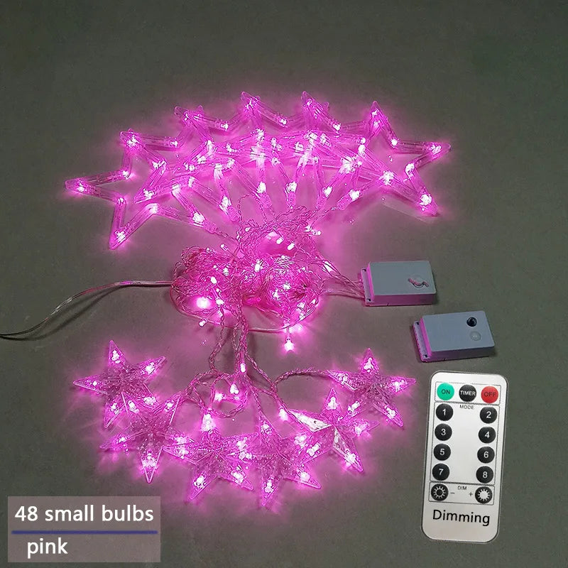 LED Star Garland - StarryGlow-Button Control-Pink-State of Style