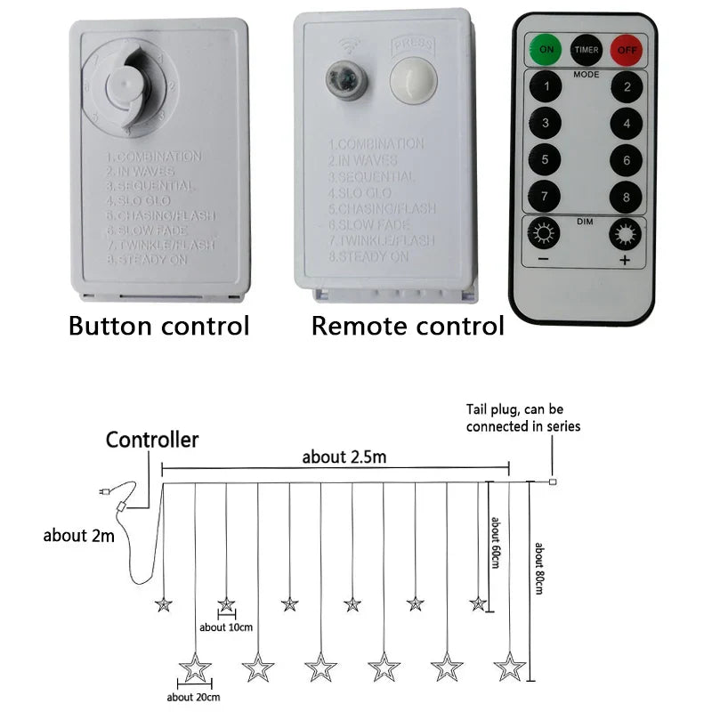 LED Star Garland - StarryGlow-Button Control-Warm/White-State of Style