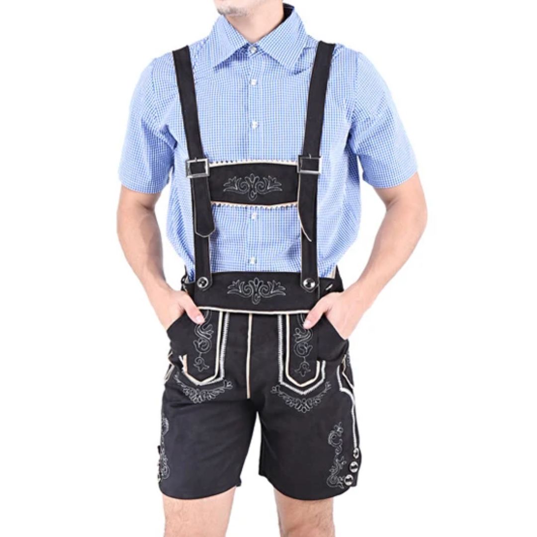 Lederhosen Romeo – Bavarian Oktoberfest Costume with Shirt-Black-S-State of Style