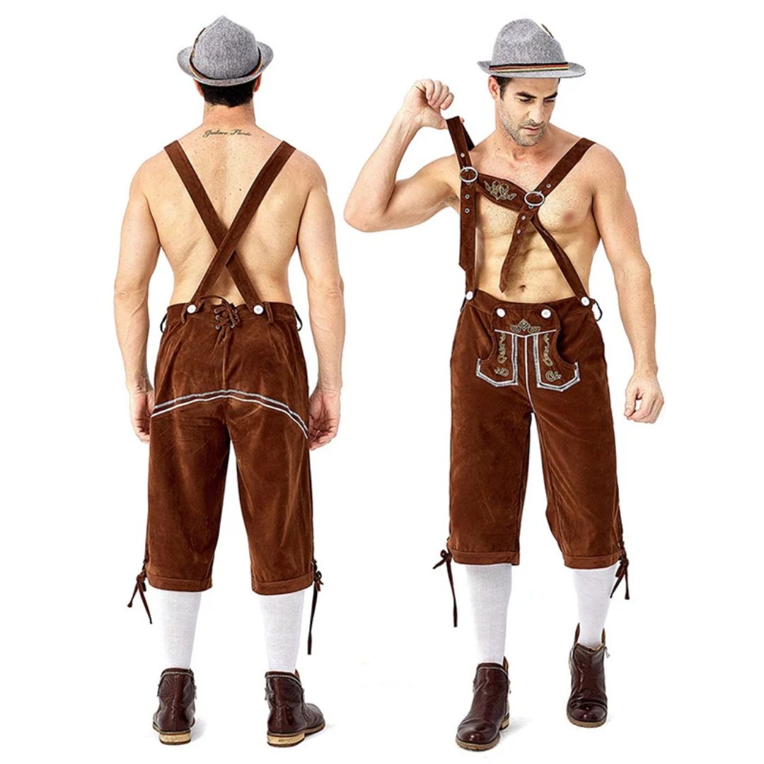 Lederhosen Sebastian – Classic Bavarian Oktoberfest Trousers-Brown-M-State of Style