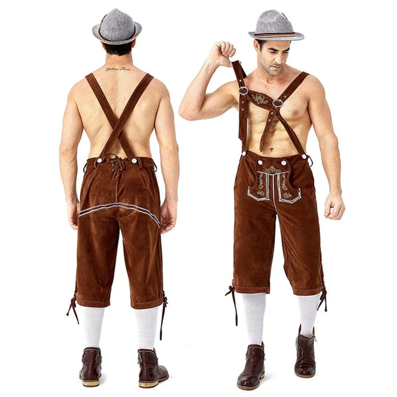 Lederhosen Sebastian – Classic Bavarian Oktoberfest Trousers-Brown-M-State of Style
