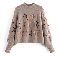 Knitted Ladies' Sweater with Autumn Pattern – Noëlle