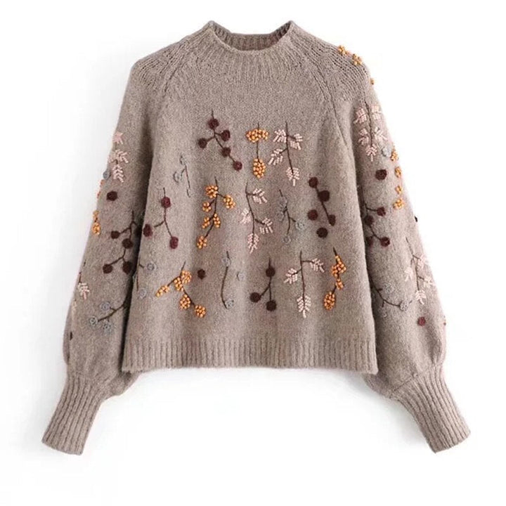 Knitted Ladies' Sweater with Autumn Pattern – Noëlle