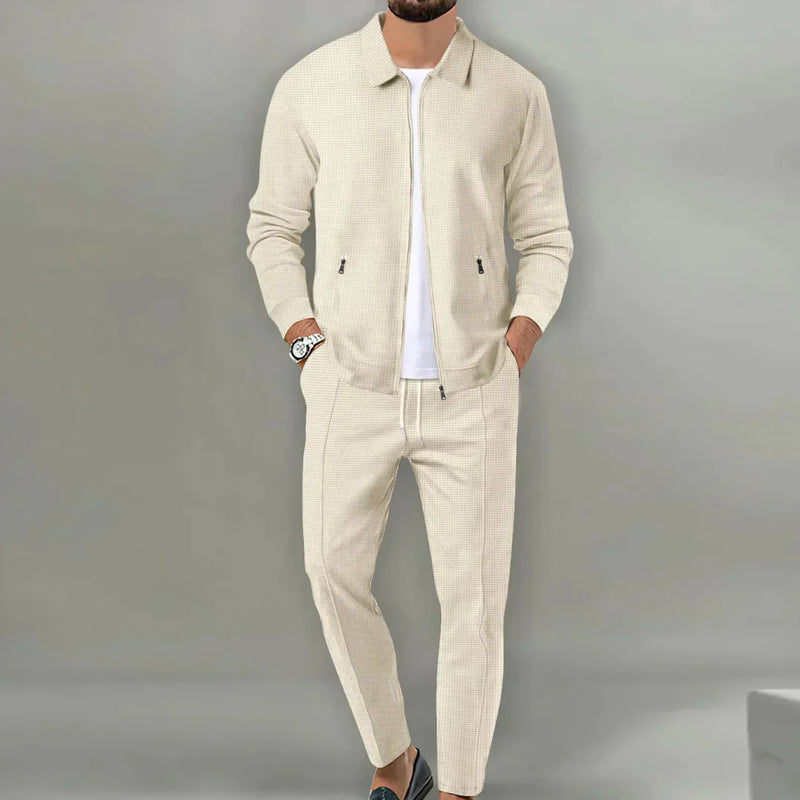 Leo - Casual Men's Set with Blazer and Classic Pants-Beige-S-State of Style