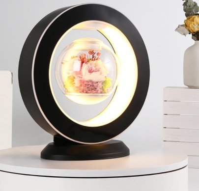 Levitation Flower with Magnetic Rotation – Floravia-Black Pink Rose-No-State of Style