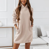 Lieva Super Soft and Cozy Hoodie Dress-Beige-S-State of Style
