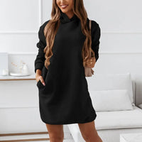 Lieva Super Soft and Cozy Hoodie Dress-Black-S-State of Style