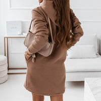 Lieva Super Soft and Cozy Hoodie Dress-Brown-S-State of Style