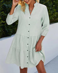 Light A-line summer dress with check pattern – Juliette-Blue-S-State of Style