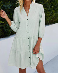 Light A-line summer dress with check pattern – Juliette-Green-S-State of Style