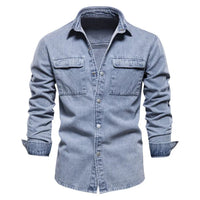 Light Blue Denim Shirt William – Casual Streetwear Style-Blue-M-State of Style
