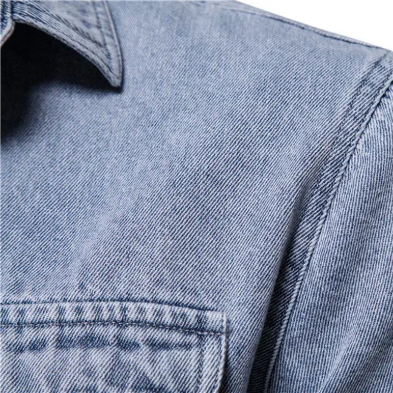 Light Blue Denim Shirt William – Casual Streetwear Style-Blue-M-State of Style