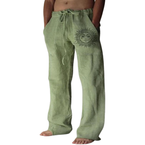 Light & comfortable men's summer trousers made of linen – Nilo-Green-S-State of Style