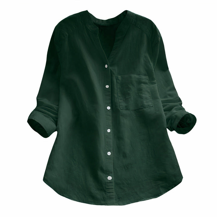 Light Cotton Linen Women's Blouse – Maëlle-Green-S-State of Style