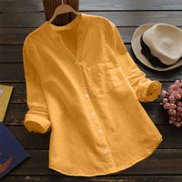 Light Cotton Linen Women's Blouse – Maëlle-Yellow-S-State of Style