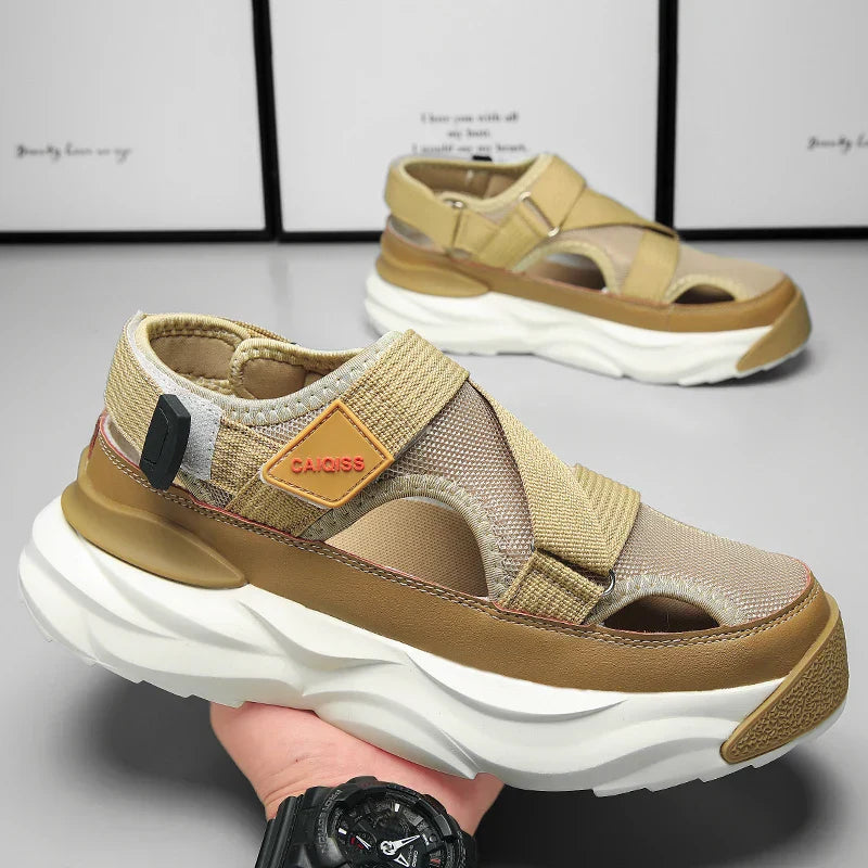 Light EVA summer slippers for women and men with designer look – Elian-Beige-3.5-State of Style